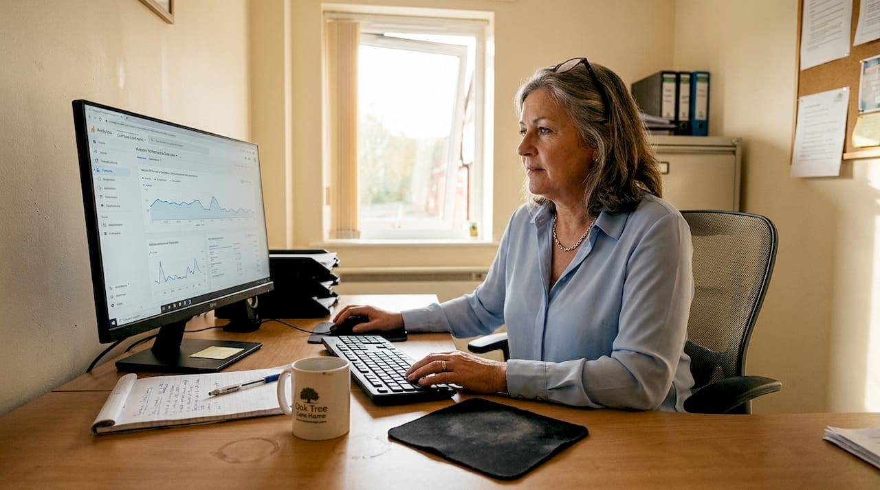 Care home manager reviews website analytics